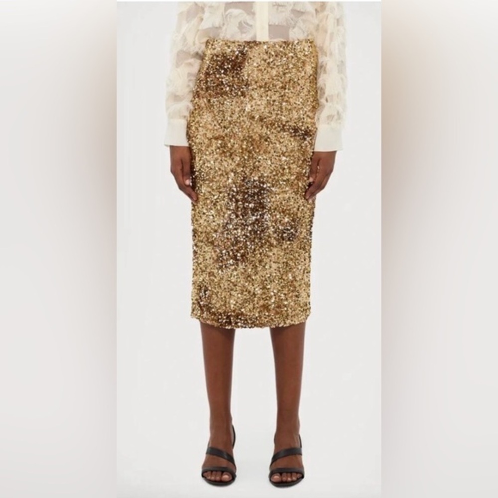 NEW MARELLA Ombré Gold Sequin Pencil Skirt NWT